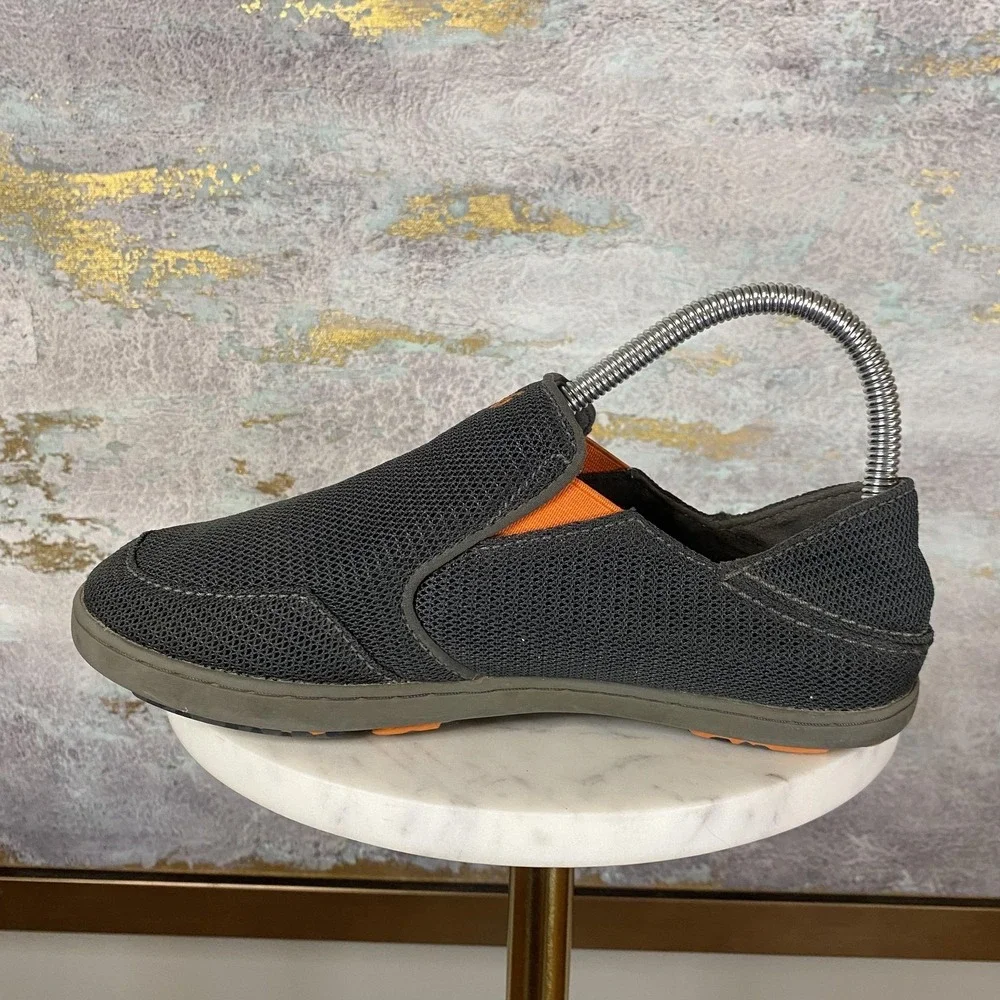 OluKai Nohea Mesh Shoes Boys Size 4 Gray Slip On Lightweight Walking Casual